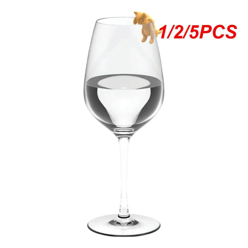

1/2/5PCS Mini Cat Shape Silicone Wine Glass Marker Drinking Cup Identifier Sign Mark Label Champagne Cocktails Bar Accessories