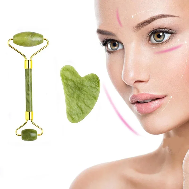 2 шт. ролик для лица Gua Sha Stone Gowoman Gousha Tool роликовый массажер Visage LBHL07