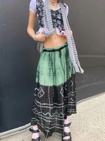 fairycore grunge print chiffon y2k skirts womens vintage aesthetic low waist preppy skirt summer beach holiday clothes