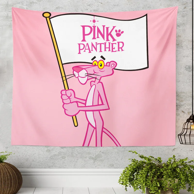 

Pink Panther Kawaii Anime Pink Wall Art Hanging Cartoon Tapestries for Living Room Bedroom Kids Room Home Decor