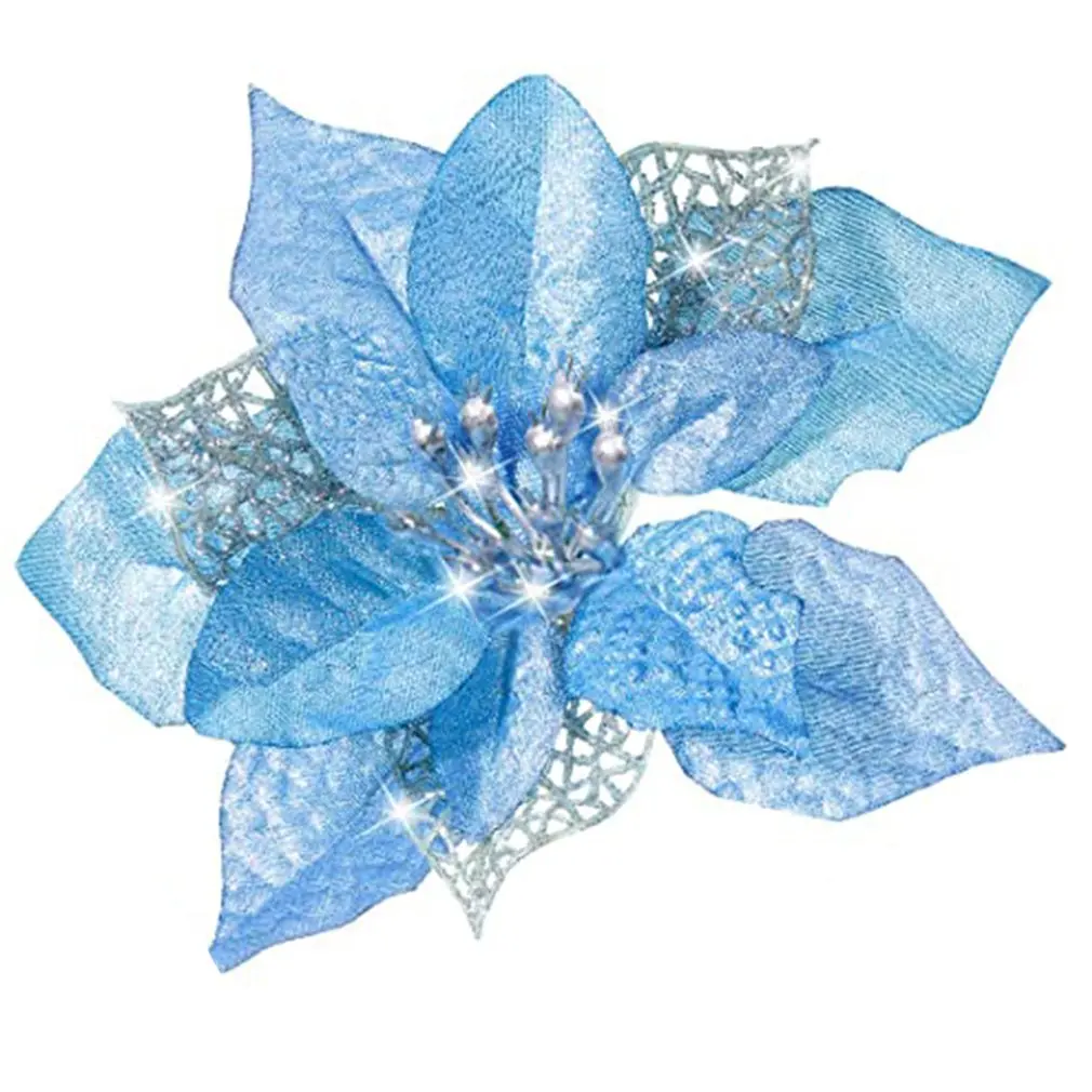 

Christmas Flowers Christmas Tree Decorations Simulation Hollow Flowers Christmas Ornaments Openwork Flowers 22CM