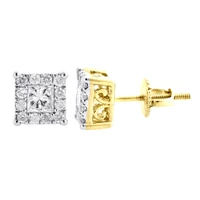 trend hip hop jewelry brass copper earrings stud for women iced studded zircon screw back gold silver piercing ear accessories