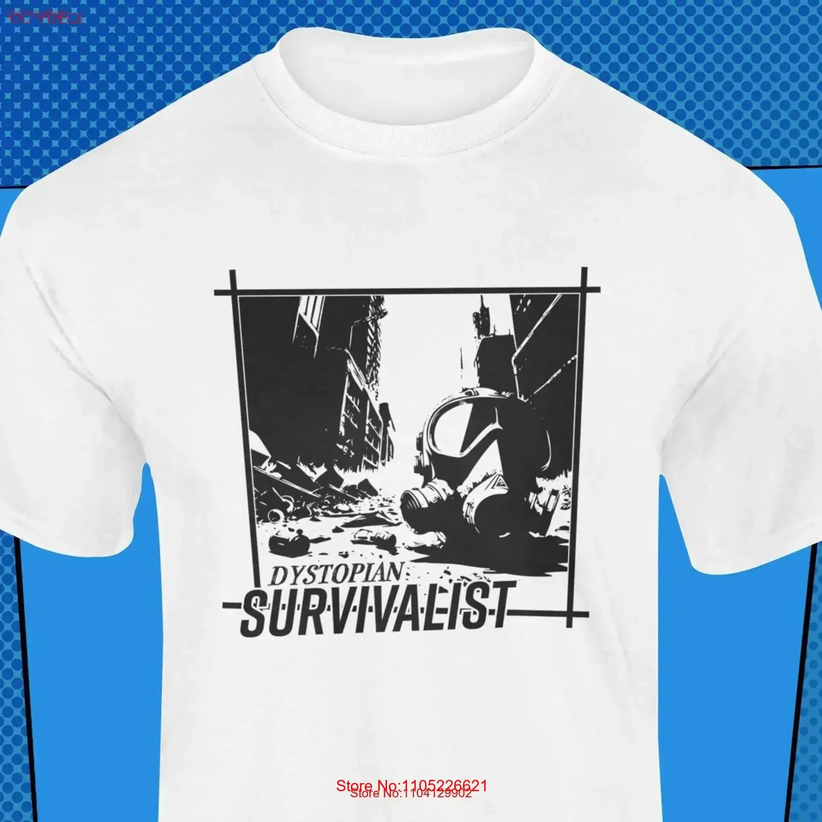 Фото Футболка Prepper Survival в стиле дистопического будущего, ретро-комиксов, футуристическом современном поп-арте, винтажная, с эффектом потертости, модная №1