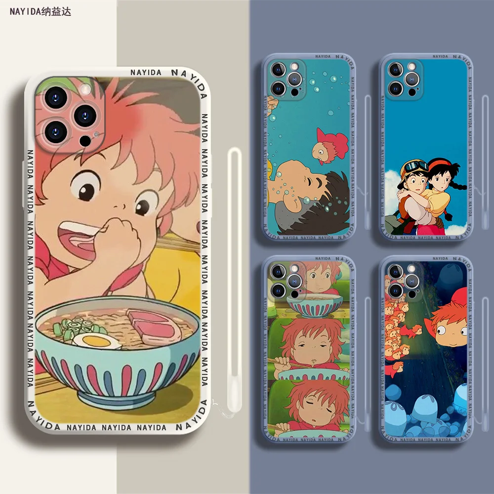 

Phone Case For iPhone 14 13 11 12 Mini Pro Max XS XR X Soft Silicone TPU Cover Ponyo on the Cliff