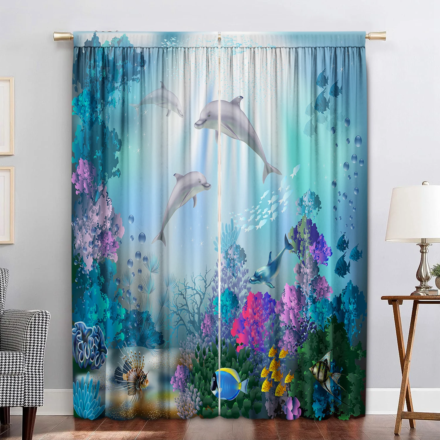 2 шт. занавески для украшения дома с изображением звездного неба и моря