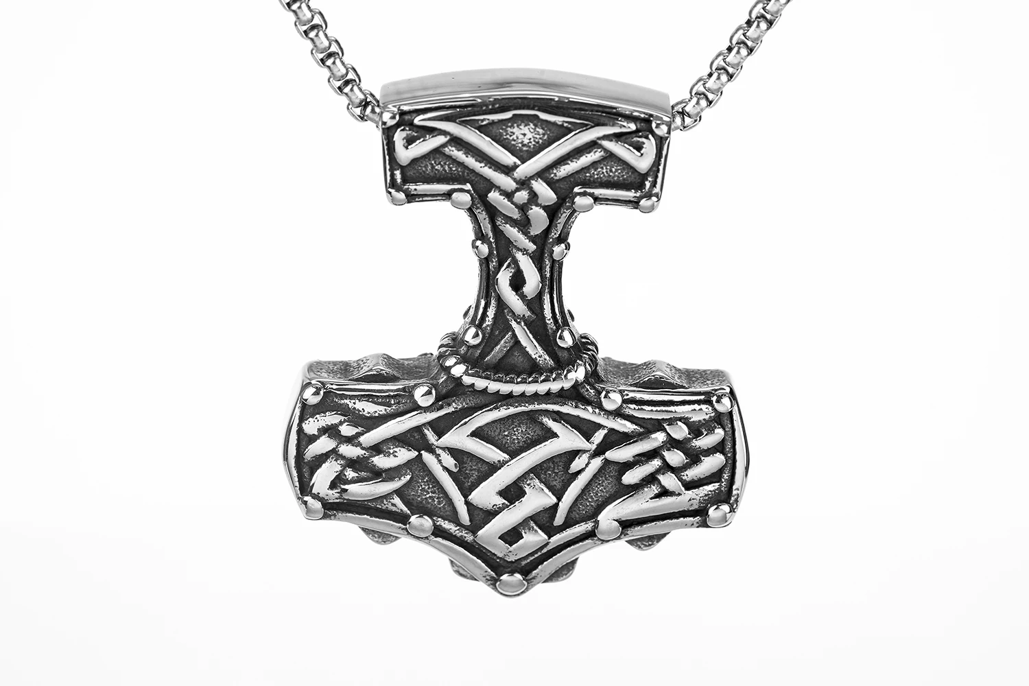 

Европейские и американские ювелирные изделия викингов, индивидуальный двухсторонний Молот Тора, Модный кулон, ожерелье из титановой стали, праздничный подарок