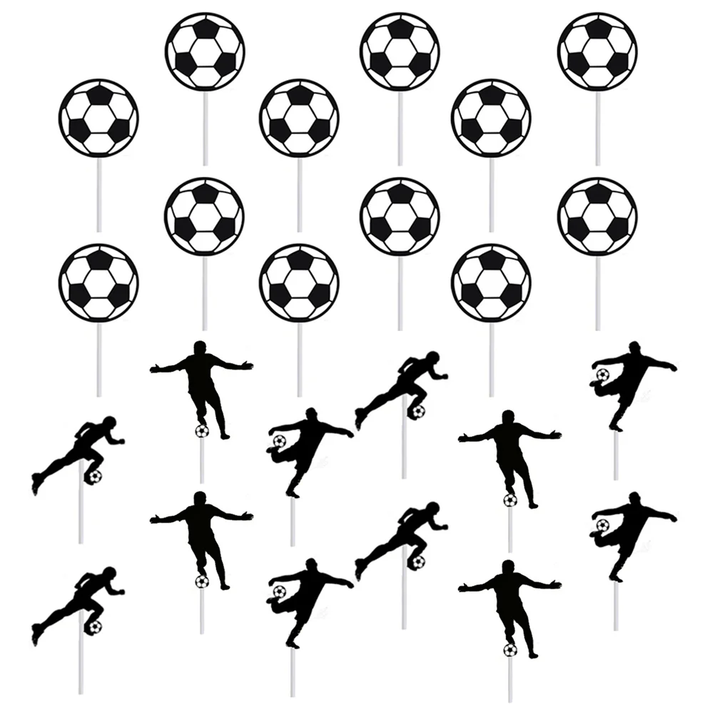 

Soccer Cupcake Cake Football Toppers Decoration Party Decor Stick Picks Payers Black Theme Supplies Shape Decorations Birthday