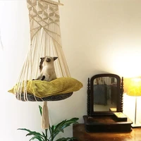 cotton string hand woven tapestry net pocket pet bed cat hammock swing hanging basket