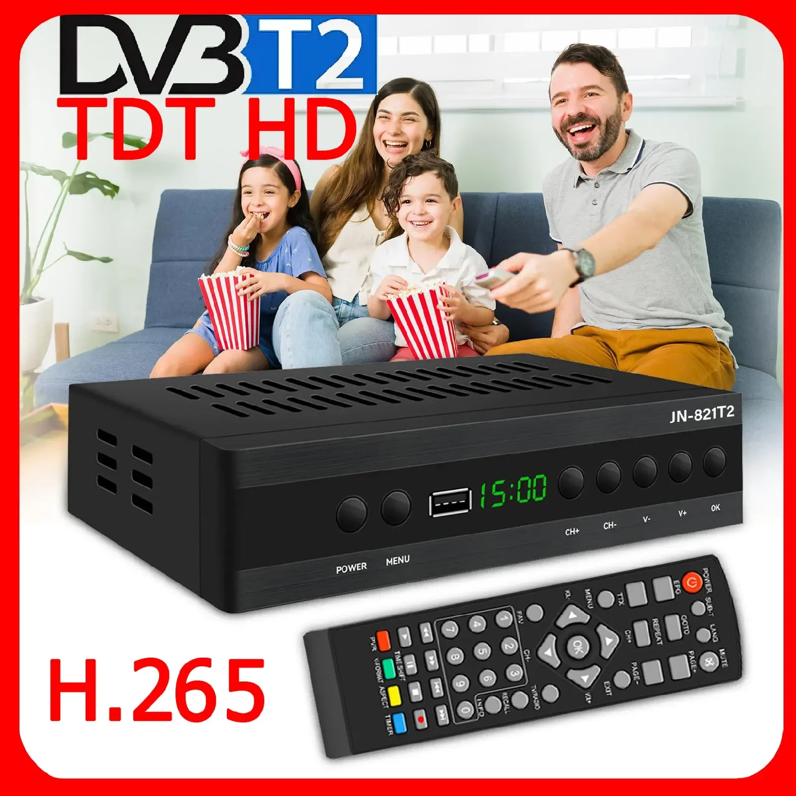 TDT HD TV приемник Испания H.265 декодер Новый 2024 DVB-T2 тюнер