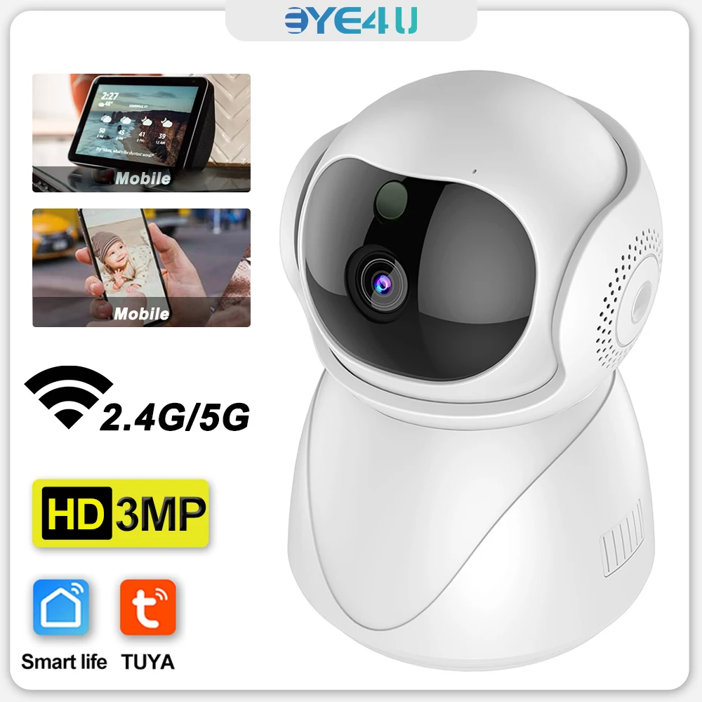 

TUYA WiFi Baby Monitor 2.4G/5G Dual WiFi Indoor 3MP Plug and Play Mother Kids Camera Auto Tracking Security Protection Pet Cam