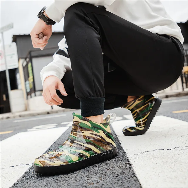 Summer Men's Ankle Platform Rain Boots 