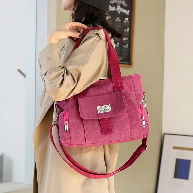 

Pastoral style Cloth Crossbody Ladies Casual Shoulder Bag Nylon Waterproof Handbag Daily or Women Shopping Travel Messengerbag