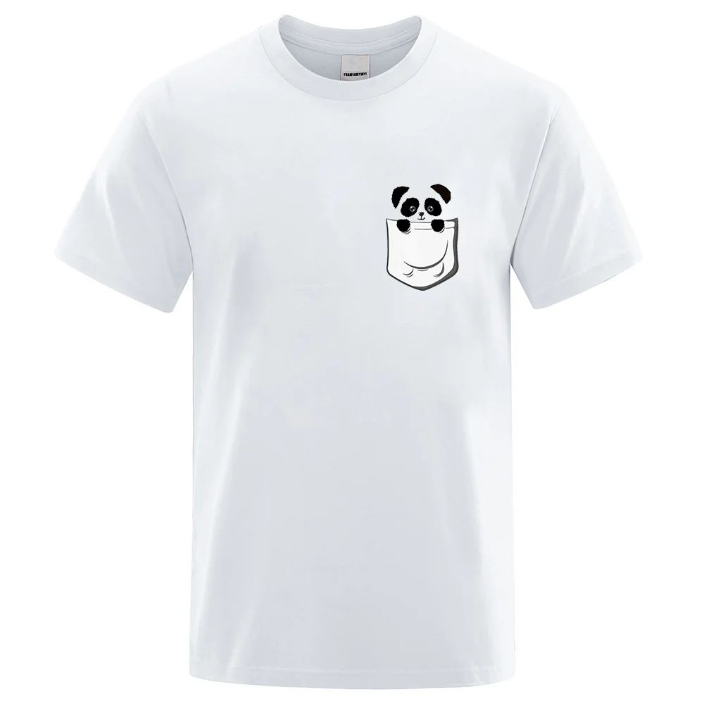 

CLOOCL Cotton Pocket T-Shirt Summer Panda Cub Printed T-shirt Men for Women Shirts Tops Funny Cotton White Tees DropShipping