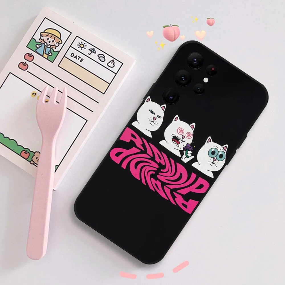 Funny R-RipndipS CAT Phone Case Samsung S series s20 s21 s22 s23 s24 FE Plus Ultra TPU Soft to Skin-friendly case