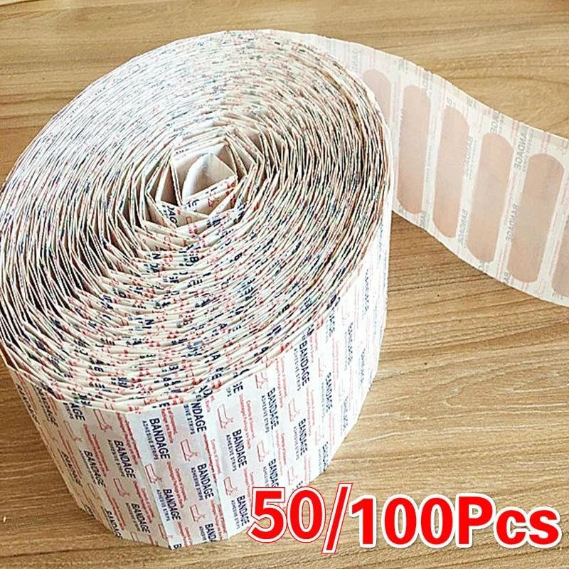 

50/100Pcs Band-Aid Breathable Adhesive Plaster Bandages First Aids Medical Bandages Patch Cushion Wound Hemostasis Stickers