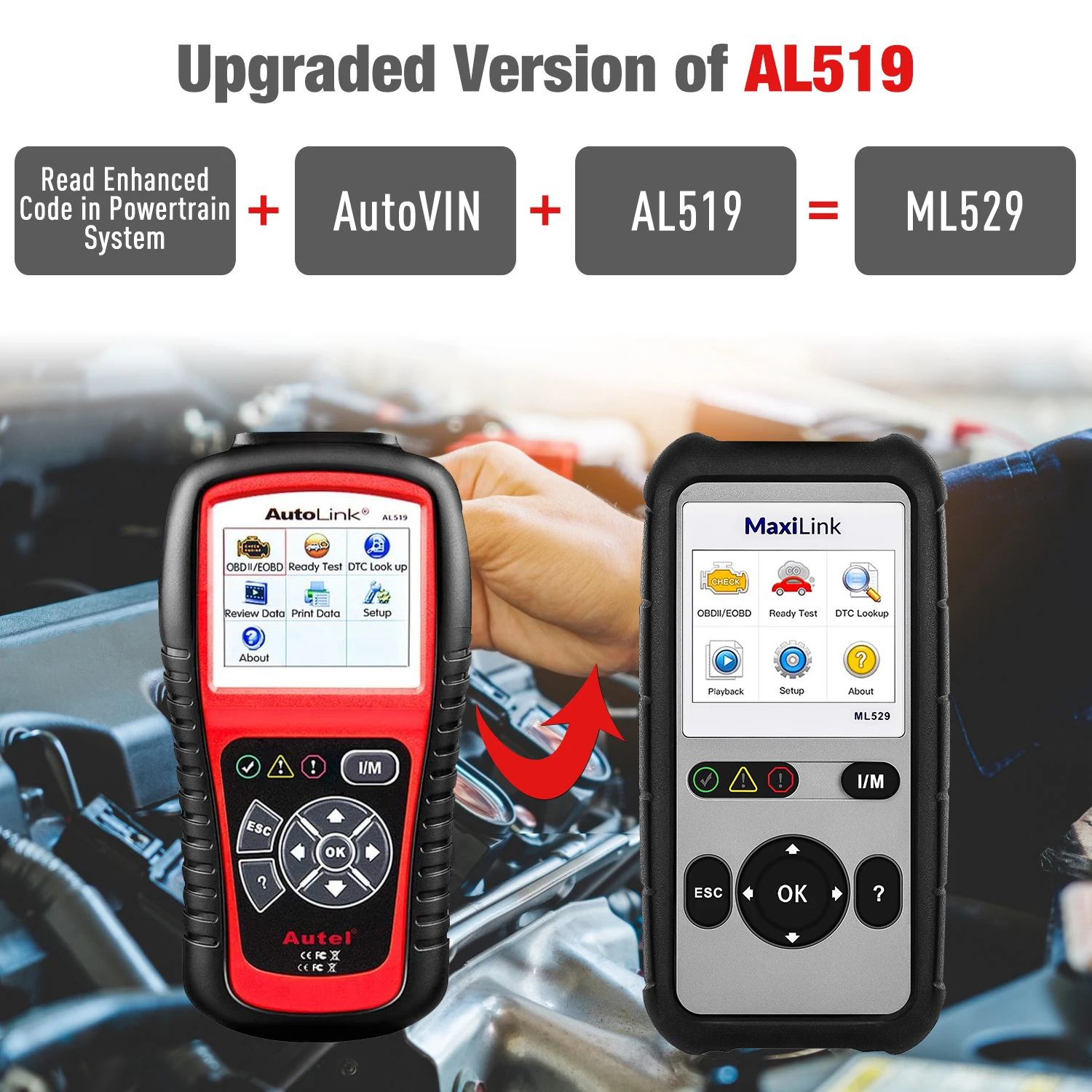 

Autel MaxiLink ML529 OBD2 Scanner Diagnostic Tool OBDII OBD OBD2 Auto Check Engine Light DIY Fault Code Reader As AL529 PK AL519
