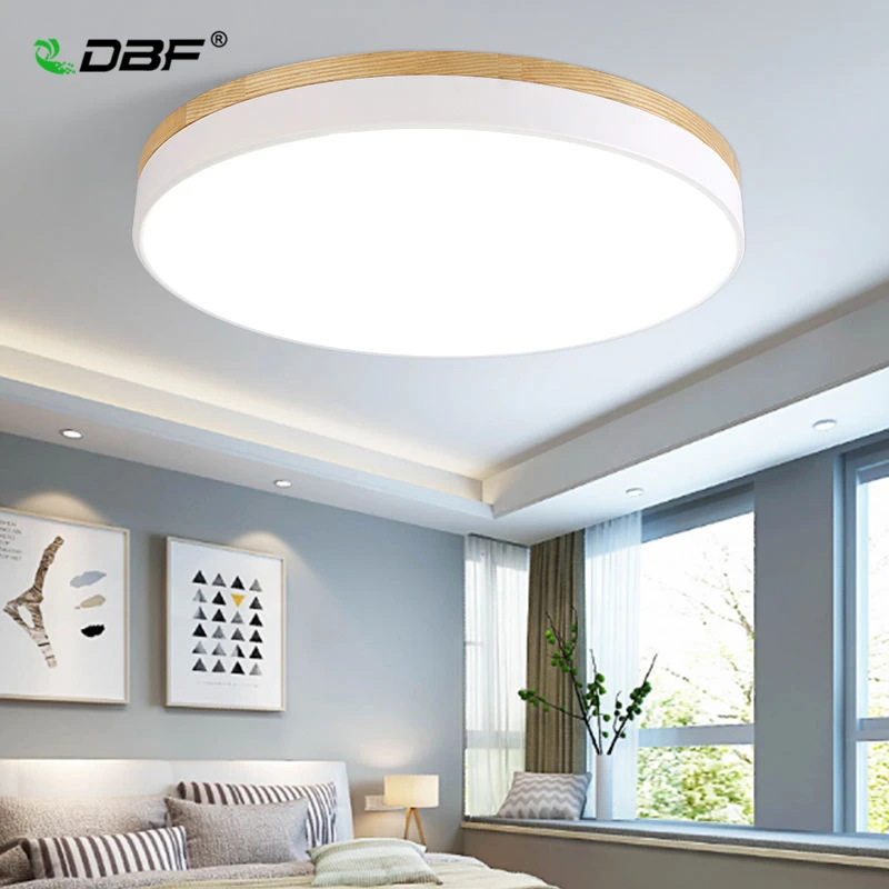 

Nordic LED Ceiling Lights for Living Room Bedroom Ceiling Lamps Round Wooden 3 Lights Color Adjustable Macaron Colors Lighting