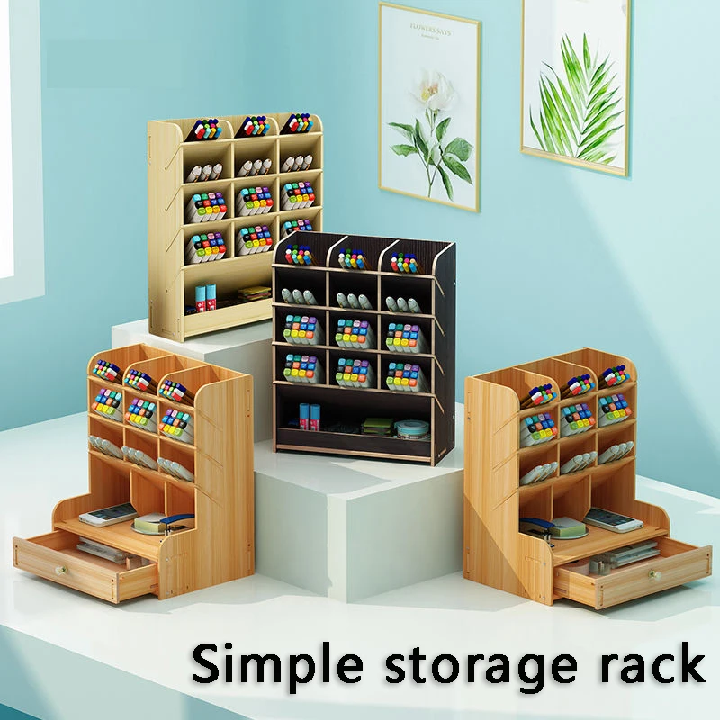 

Multi-Function Wooden Desktop Marker Pen Holder Office School Storage Vintage Case Desk Pencil Accessories Organizer Stationary