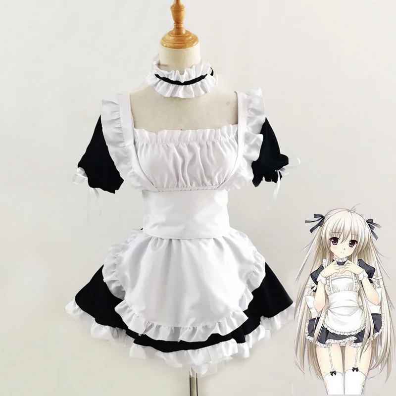 

Платье горничной из аниме Yosuga is Sora женское, костюмы черного, белого цветов, горничная в стиле "Лолита", детской одежды, сексуальное женское платье