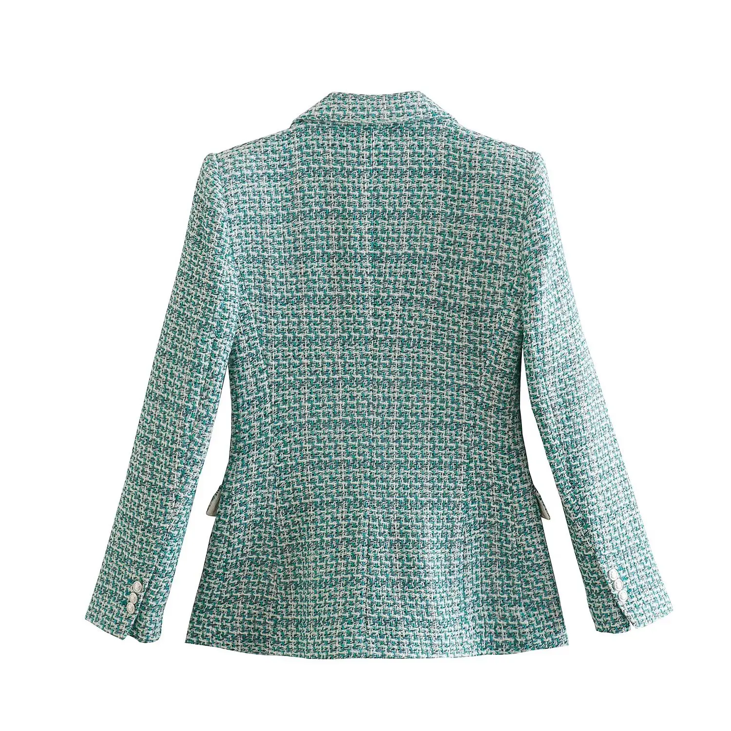 Dave&Di   England Style Office Lady Casual Blazers Women 2023 Tweed Double Breasted Fashion Jacket Women Blazers