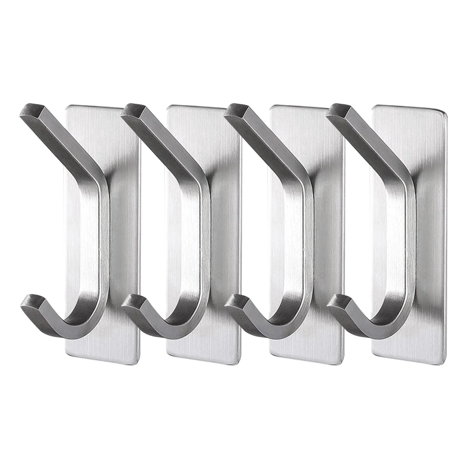 

4pcs Bedroom Stainless Steel Self Adhesive Hook Door Multifunctional Bag Hat Coat Heavy Duty Kitchen Towel Hanging Wall Mounted