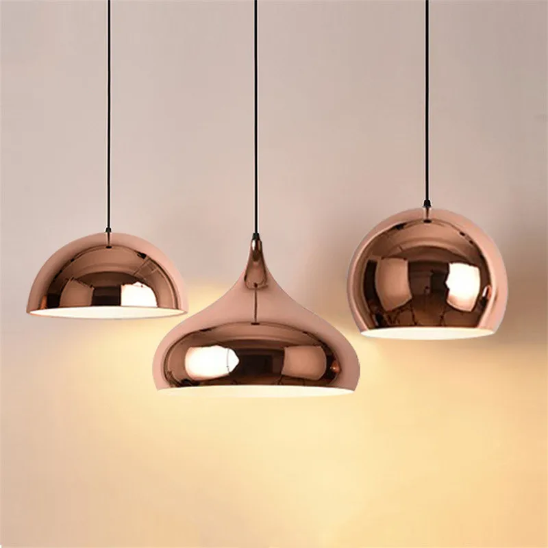 Creative Dining Room Pendant Lamp Modern Rose Gold Lustre Round Led Light Fixture Living Room Kitchen Home Decoration Droplight