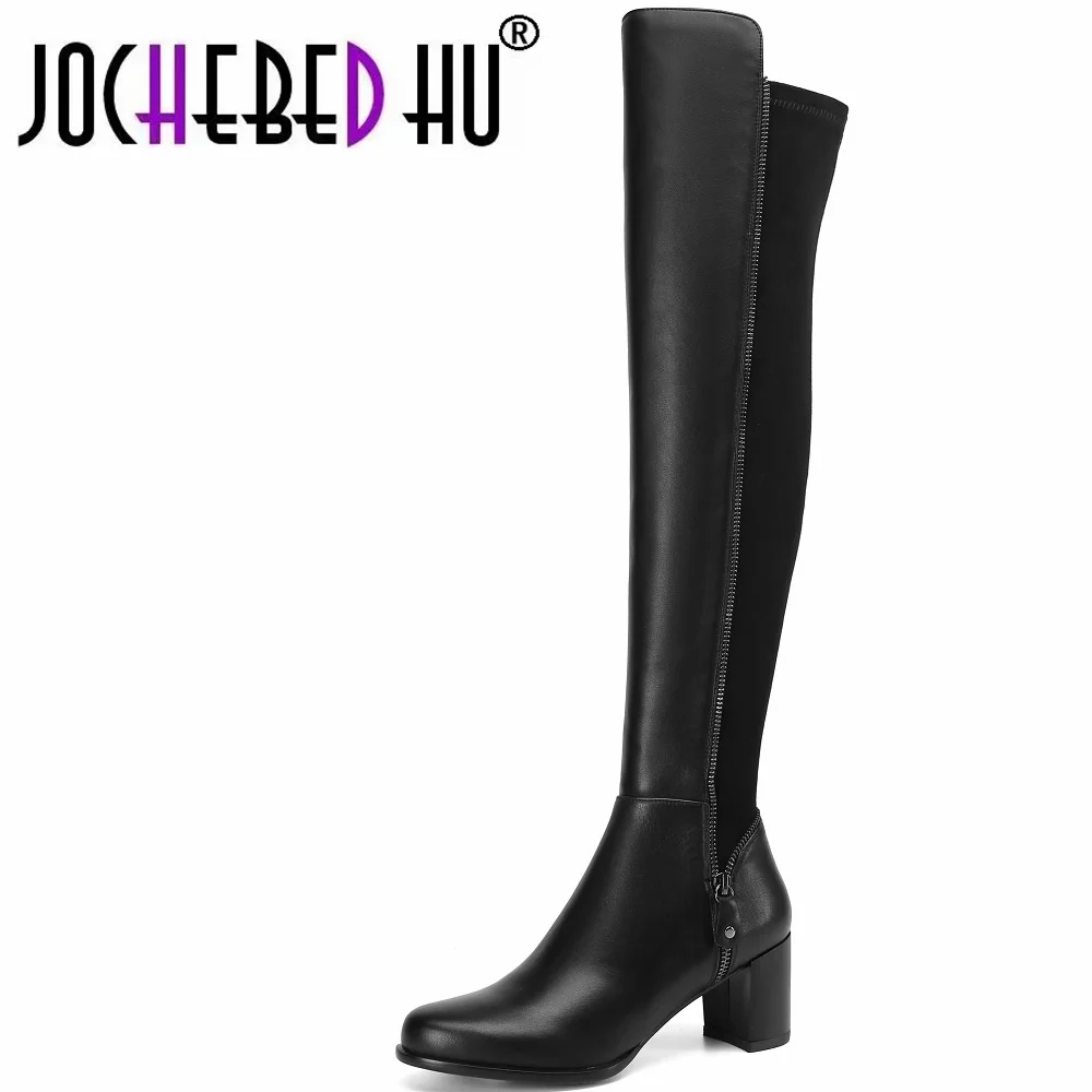

Винтажные женские сапоги выше колена jochebed hu】коллекция осень-зима 2022, новинка, Классическая Базовая женская обувь из коровьей кожи для рабо...