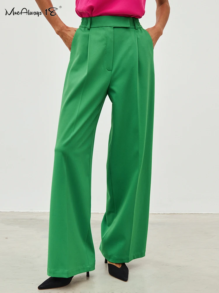 

Mnealways18 Green Women Oversize Pants Pleated High Waist Casual Baggy Trousers Spring Summer 2023 Office Ladies Wide Legs Pants