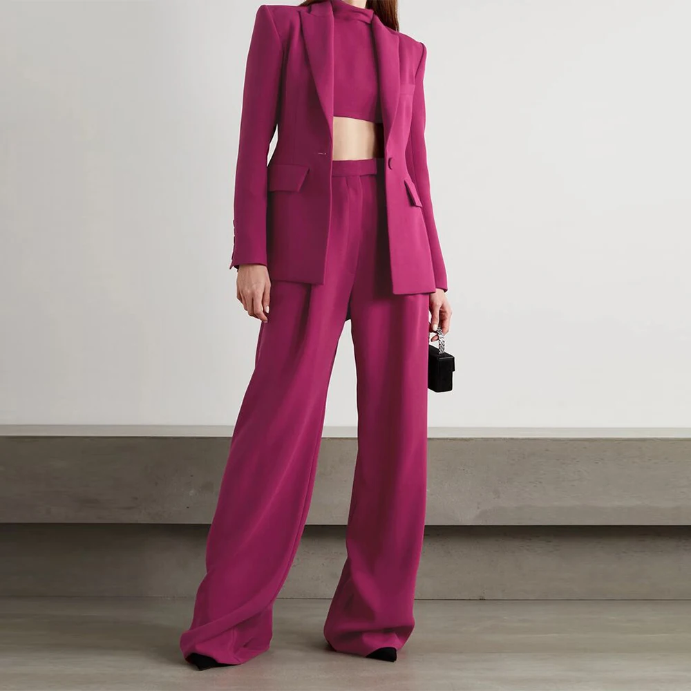 Women's 2 Piece Suit Ladies Single Button Slim Fit Party Pants Suit Tuxedo Elegant High Street Luxury Women's Blazer