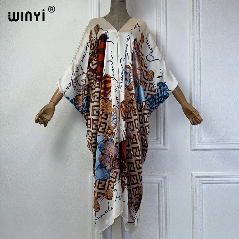 WINYI летнее Африканское платье с V-образным вырезом пляжная одежда принтом для
