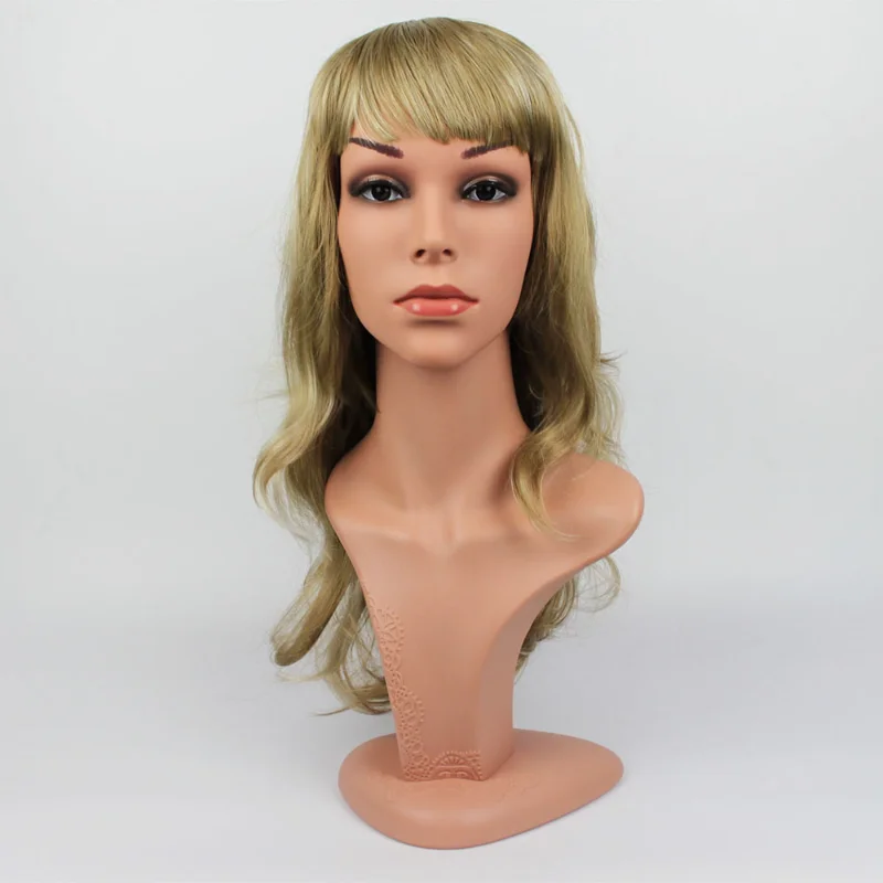 

Simulated Real Size Female Mannequin Dummy Head with Long Hair Display