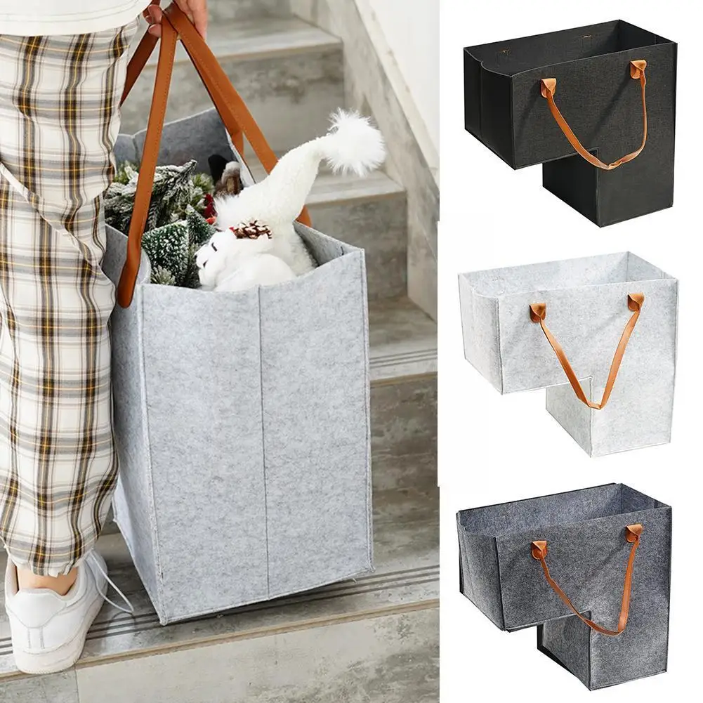 

1pc Nordic Felt Storage Basket Living Room Tea Table Bedroom Storage Felt Socks Cloth Box Storage Gray Sundries Black Baske M3b2