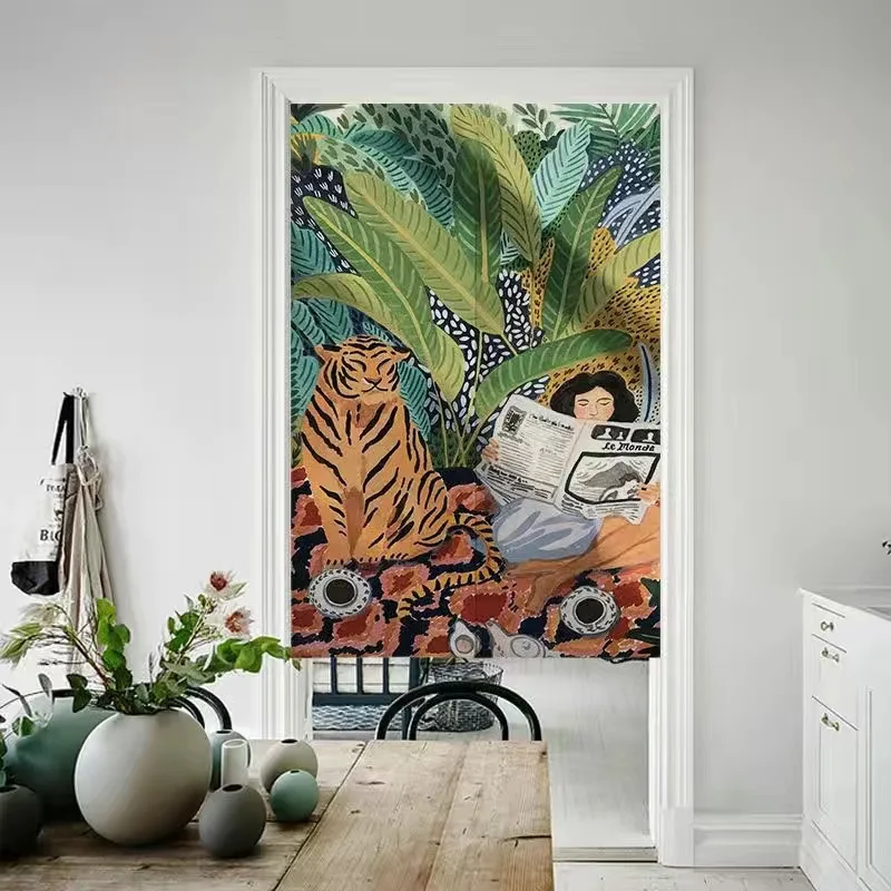 

Door Curtain Doorway Divider Decor for Home Decoration Restaurant Kitchen Bedroom Livingroom Tube Left and Right Biparting Open