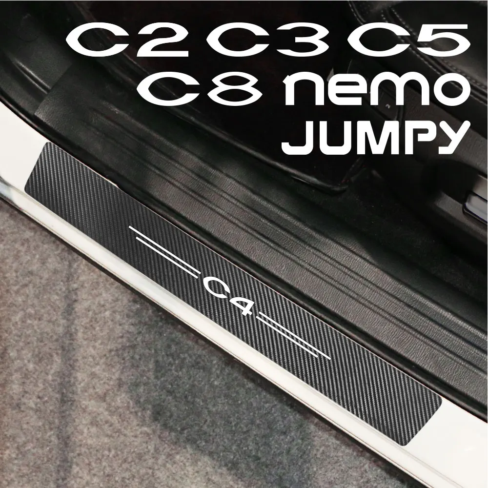 

4PCS Car Sill Carbon Leather Fiber Sticker For Citroen Berlingo C1 C2 C3 C4 C4L C5 C6 C8 C-Crosser C-ELYSEE Jumpy Nemo VTS Xsara