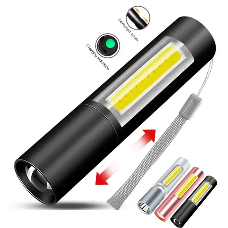 

Портативный Светодиодный Боковой светильник COB, миниатсветильник рный уличный фонасветильник с зарядкой через USB, мощный фонарь с фокусиро...