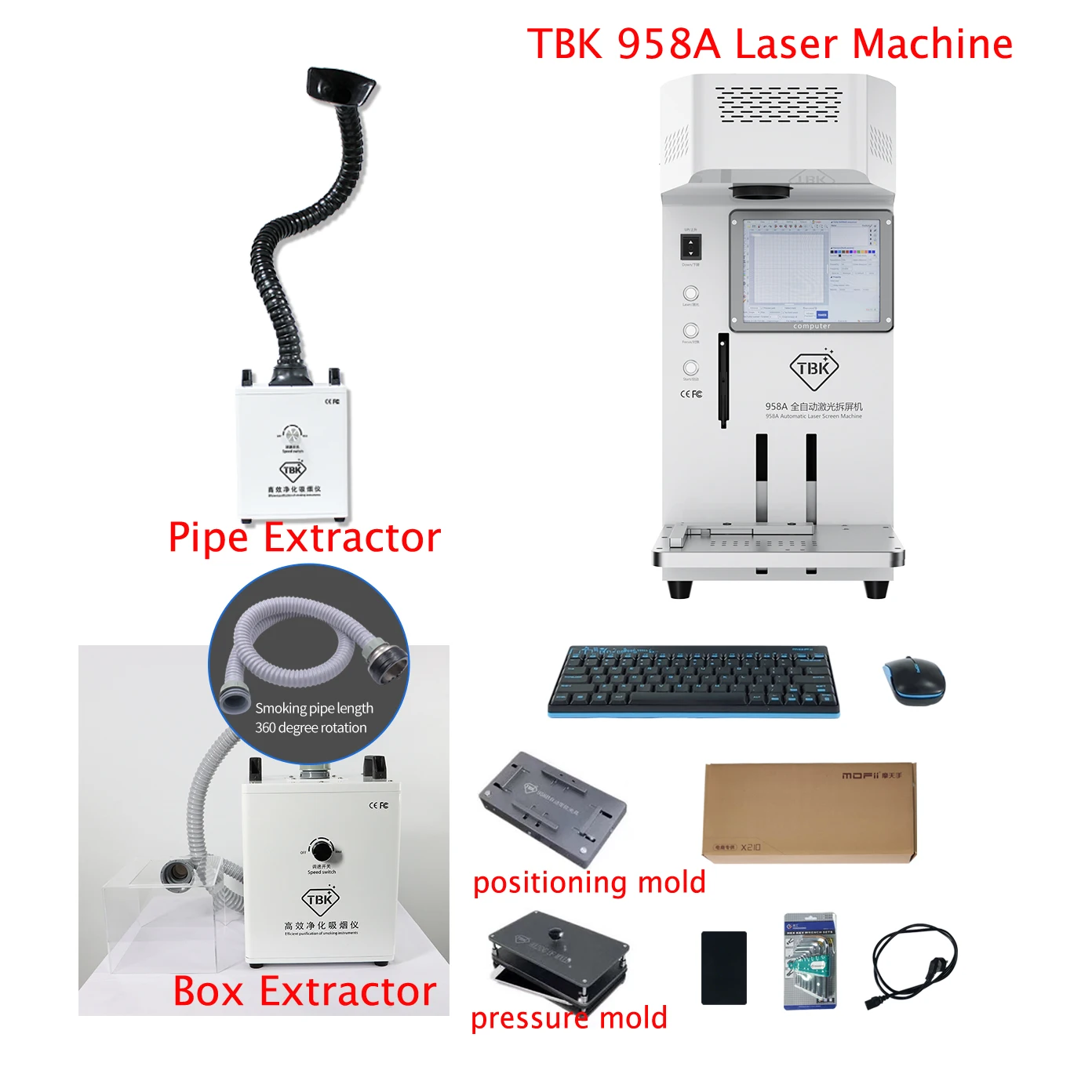 Лазерная маркировочная машина с логотипом TBK для удаления заднего стекла iPhone TBK958A