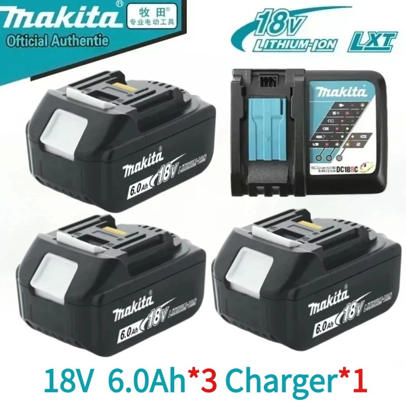 Аккумуляторы Makita 18В 6.0 Ач, 2 шт., зарядное устройство DC18RC