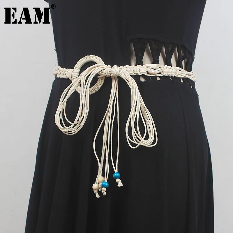

[EAM] Rope Knitted Tassels Beading Long Belt Personality Women New Brief Fashion Tide All-match Spring Autumn 2023 1DF8843
