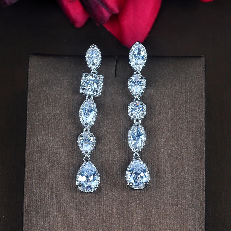 

Fashion Unique Design Multicolor Full Cubic Zircon Women Drop Earrings Jewelry Fashion Female Party Gifts Wholesale Price E-763