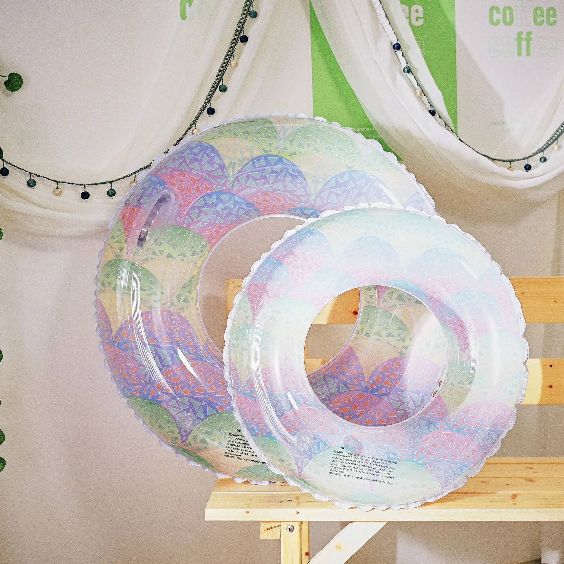 

Inflatable Colorful Swimming Ring Baby Float Pool Float Thickened PVC Swimming Circle with Handle Inflatable Toys Pool Party