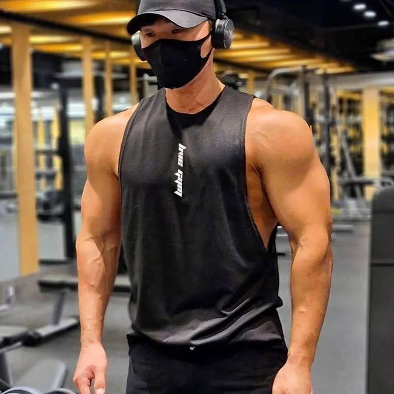 

Summer New Y2K Sleeveless Top Men Muscle Tshirt Sporting Gym Clothing Mens Sport Fitness Black Tank Tops Man Camiseta Gym Hombre