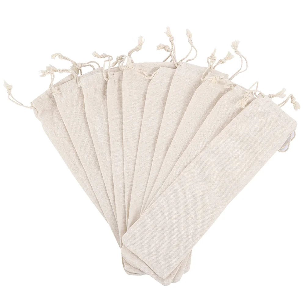 

Bag Straw Pouch Case Straws Cutlery Storage Drawstring Travel Steel Stainless Holder Carrying Linen Reusable Drinking Tableware