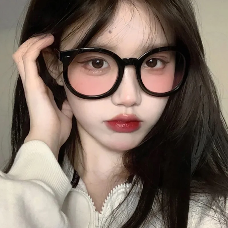 Модные женские декоративные очки круглые для женщин черная оправа искусственная