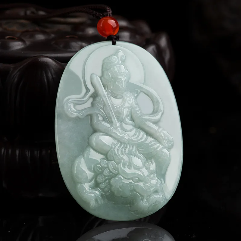 

Burmese Jade Guanyin Pendant Necklaces Jadeite Stone Gemstone Green Jewelry Emerald Charm Men Natural Amulet Charms Necklace