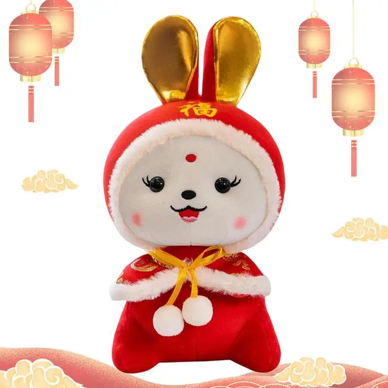 

Chinese New Year Rabbit Plush Toy Cute Furry Tang Suit Bunny Chinese Style Cozy Plush Toy Chinese Style Rabbit Toy Spring