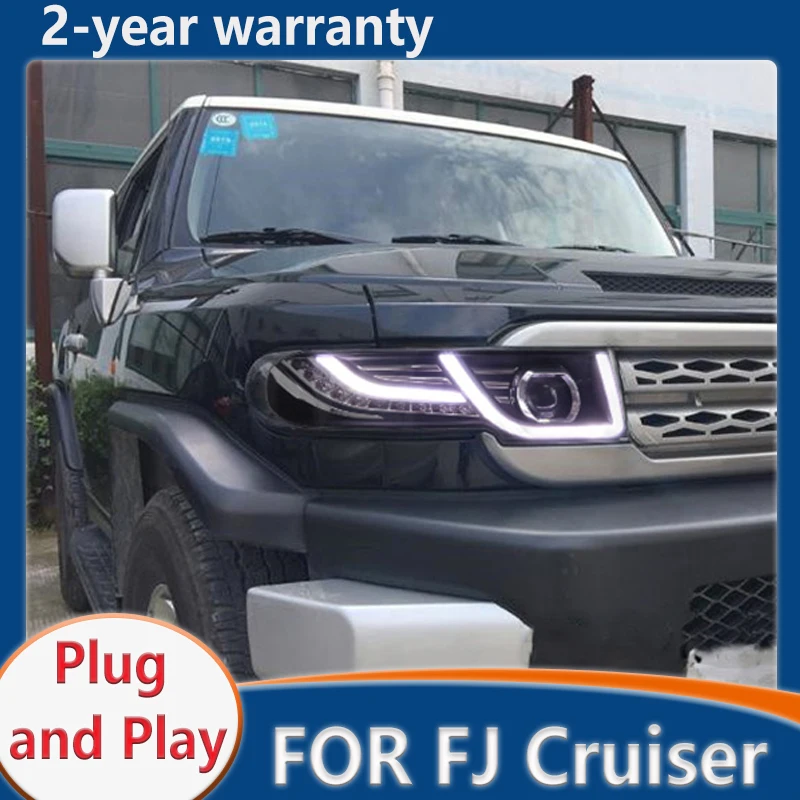 

FOR Toyota FJ Cruiser LED Headlight 2007-2013 Headlights DRL Turn Signal High Beam Angel Eye Projector Head Lamp