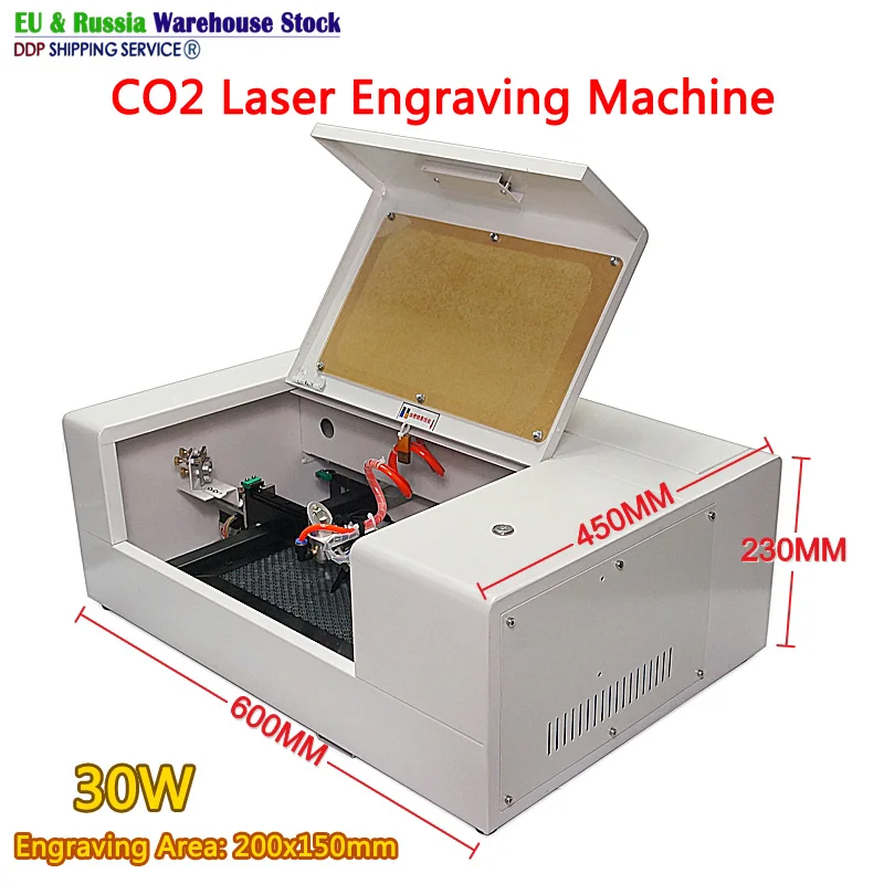 

LY 30W 2015 CO2 Laser Engraving Machine Mini CO2 Laser Cutting Machine with LCD Control Panel USB Port Work Size 200*150mm
