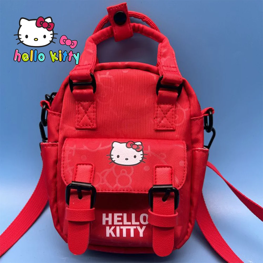 

Hello Kitty Sanrio Shoulder Bag Red PU Leather Women's Handbag With Toys Cute Cartoon Versatile Tote Bag Y2k Korean Luxury Bag