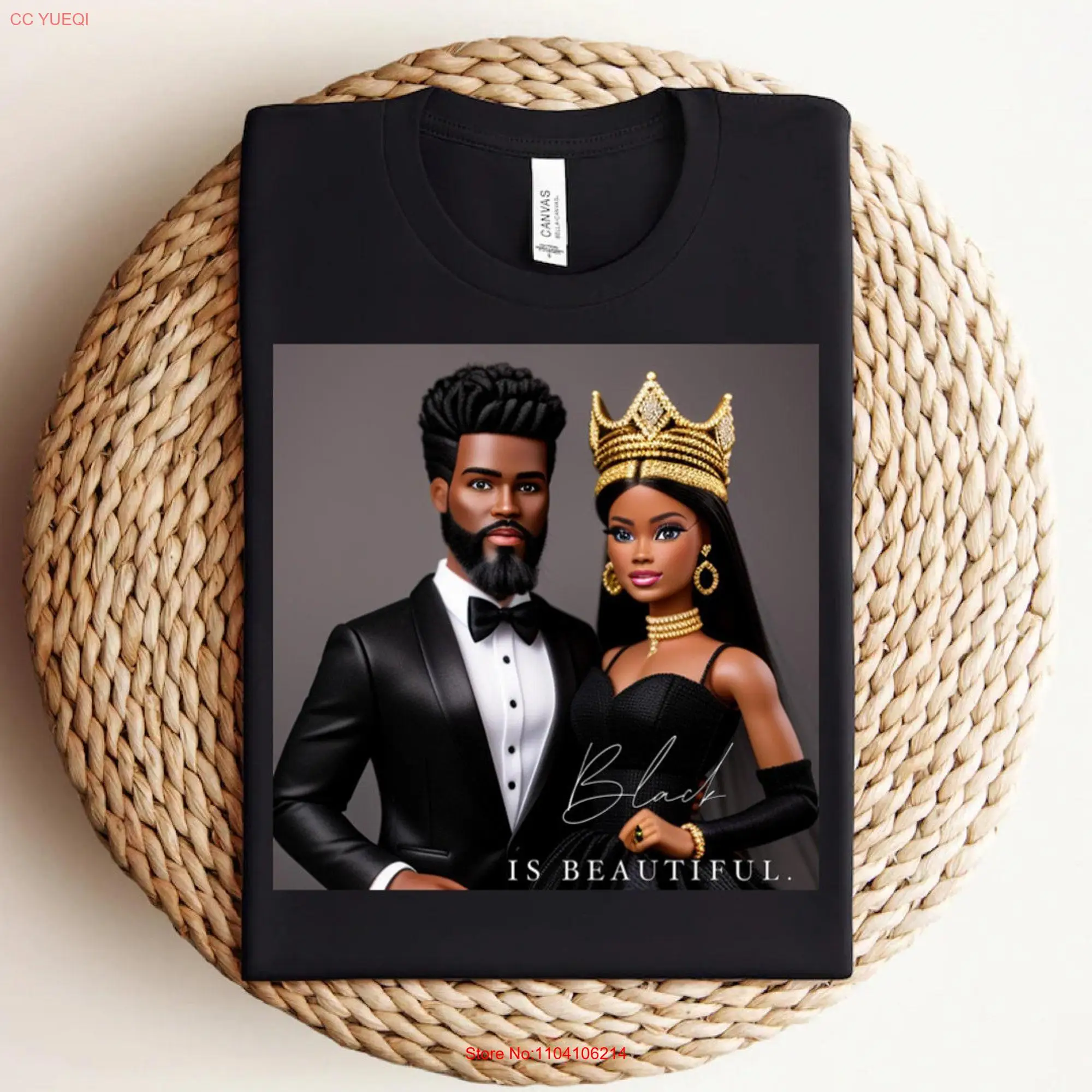 Черная Красивая кукольная футболка с длинным или коротким рукавом