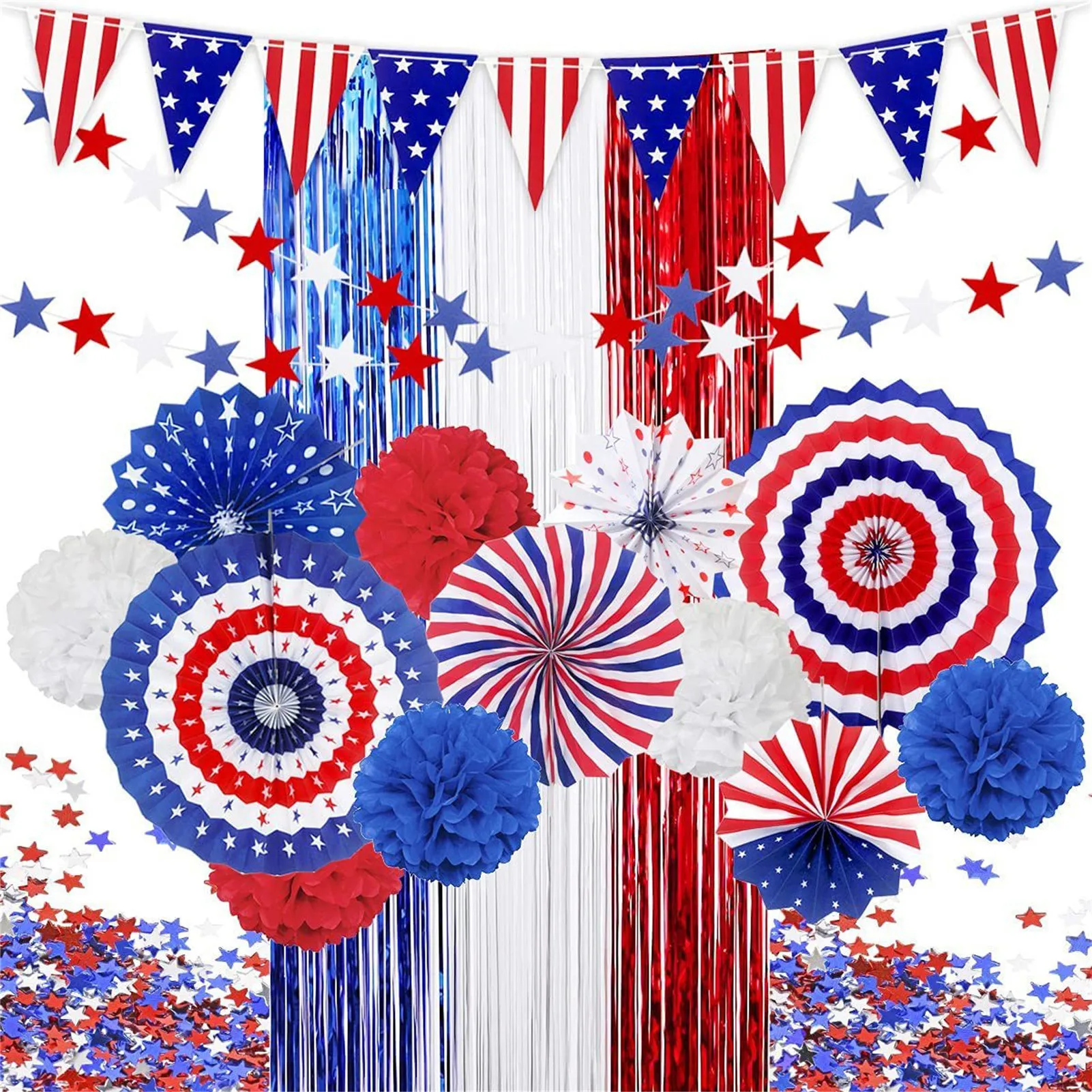 

American Flag Paper Fans 4th Of July Decorations Patriotic Red White Blue American Flag Paper Fan Set For 4th Of July